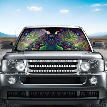 Psychedelic Green Leaf  Auto Sun Shade - Car Shade for Vehicle Windscreen Shield Sun Covers