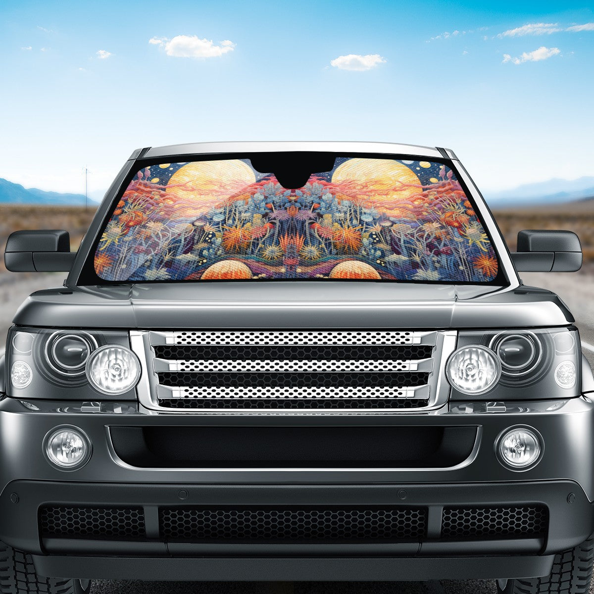 Yellow Moon Scape Auto Sun Shade - Car Shade for Vehicle Windscreen Shield Sun Covers