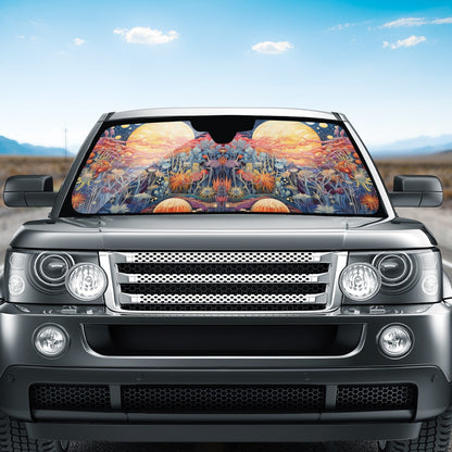 Yellow Moon Scape Auto Sun Shade - Car Shade for Vehicle Windscreen Shield Sun Covers
