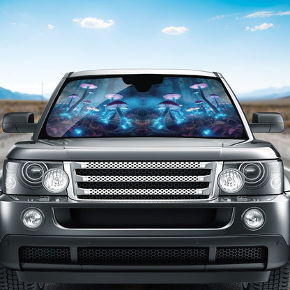 Blue Mushrooms Auto Sun Shade - Car Shade for Vehicle Windscreen Shield Sun Covers