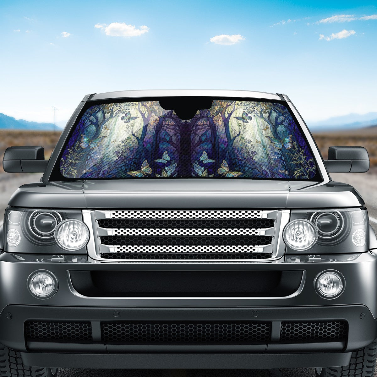 Blue Enchanted Forest Auto Sun Shade - Car Shade for Vehicle Windscreen Shield Sun Covers