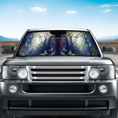 Blue Enchanted Forest Auto Sun Shade - Car Shade for Vehicle Windscreen Shield Sun Covers