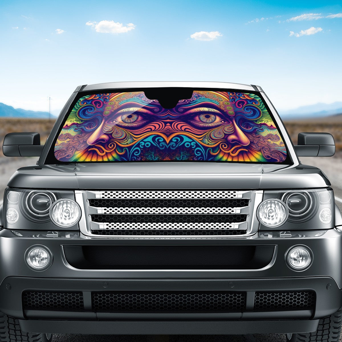 Psychedelic Face Auto Sun Shade - Car Shade for Vehicle Windscreen Shield Sun Covers