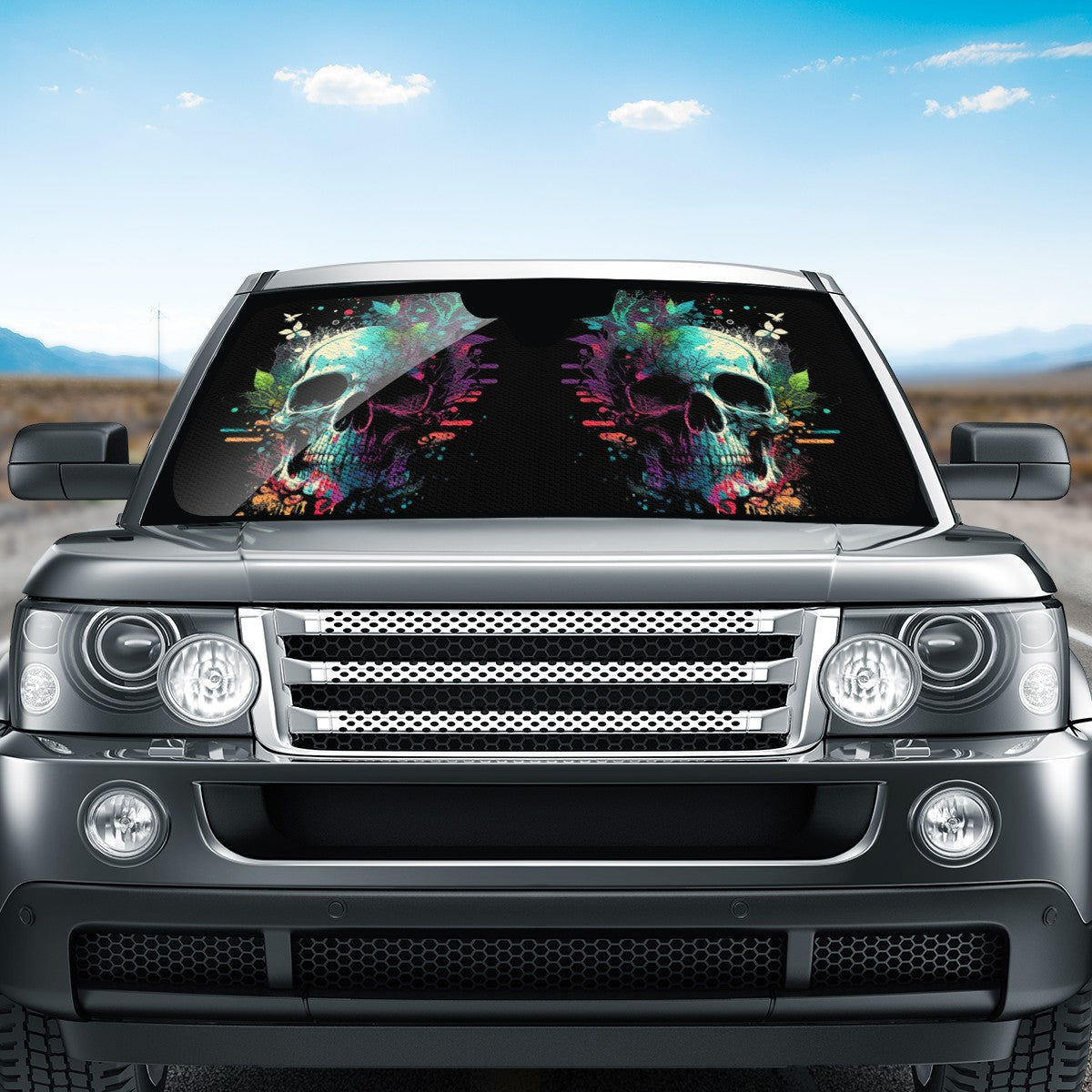 Paint Skull Blue Auto Sun Shade - Car Shade for Vehicle Windscreen Shield Sun Covers