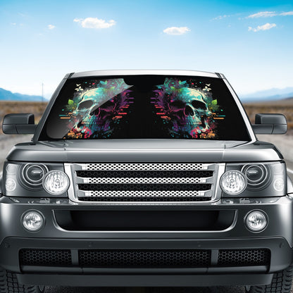 Paint Skull Blue Auto Sun Shade - Car Shade for Vehicle Windscreen Shield Sun Covers