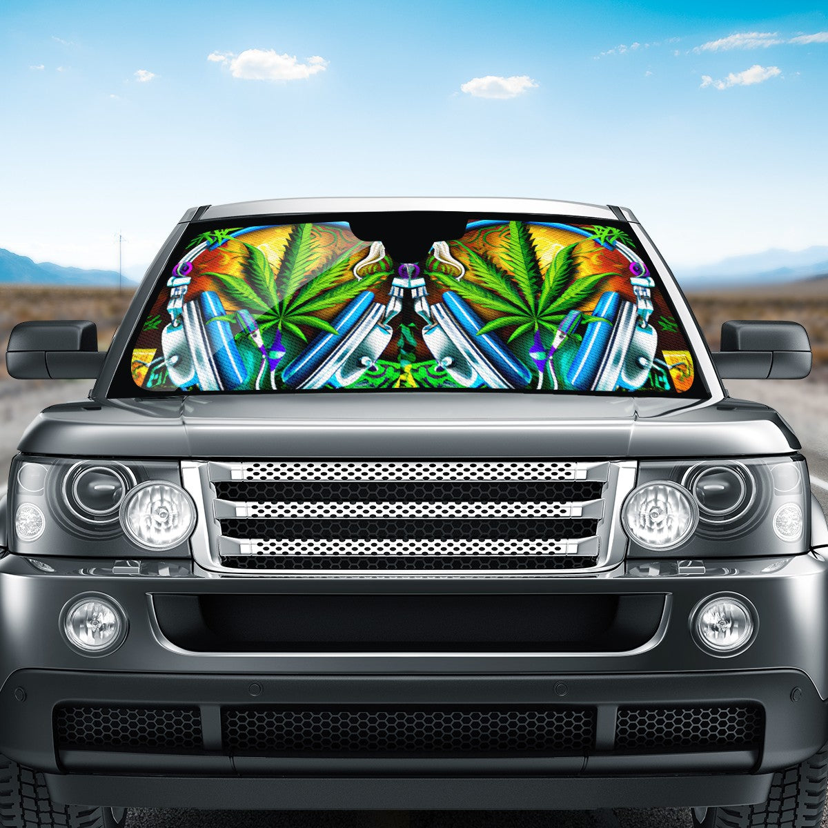 Smoking Green Leaf Auto Sun Shade - Car Shade for Vehicle Windscreen Shield Sun Covers
