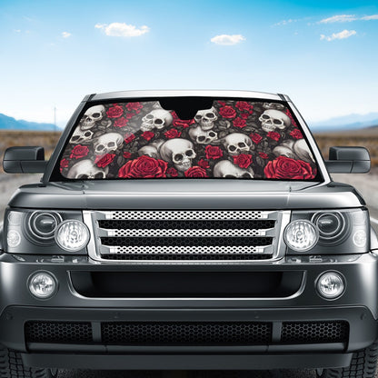 Skull And Red Roses Auto Sun Shade - Car Shade for Vehicle Windscreen Shield Sun Covers
