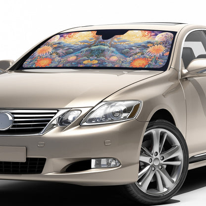 Red Sky Moon Scape Auto Sun Shade - Car Shade for Vehicle Windscreen Shield Sun Covers