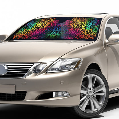 Bright Leopard Skin Print Auto Sun Shade - Car Shade for Vehicle Windscreen Shield Sun Covers