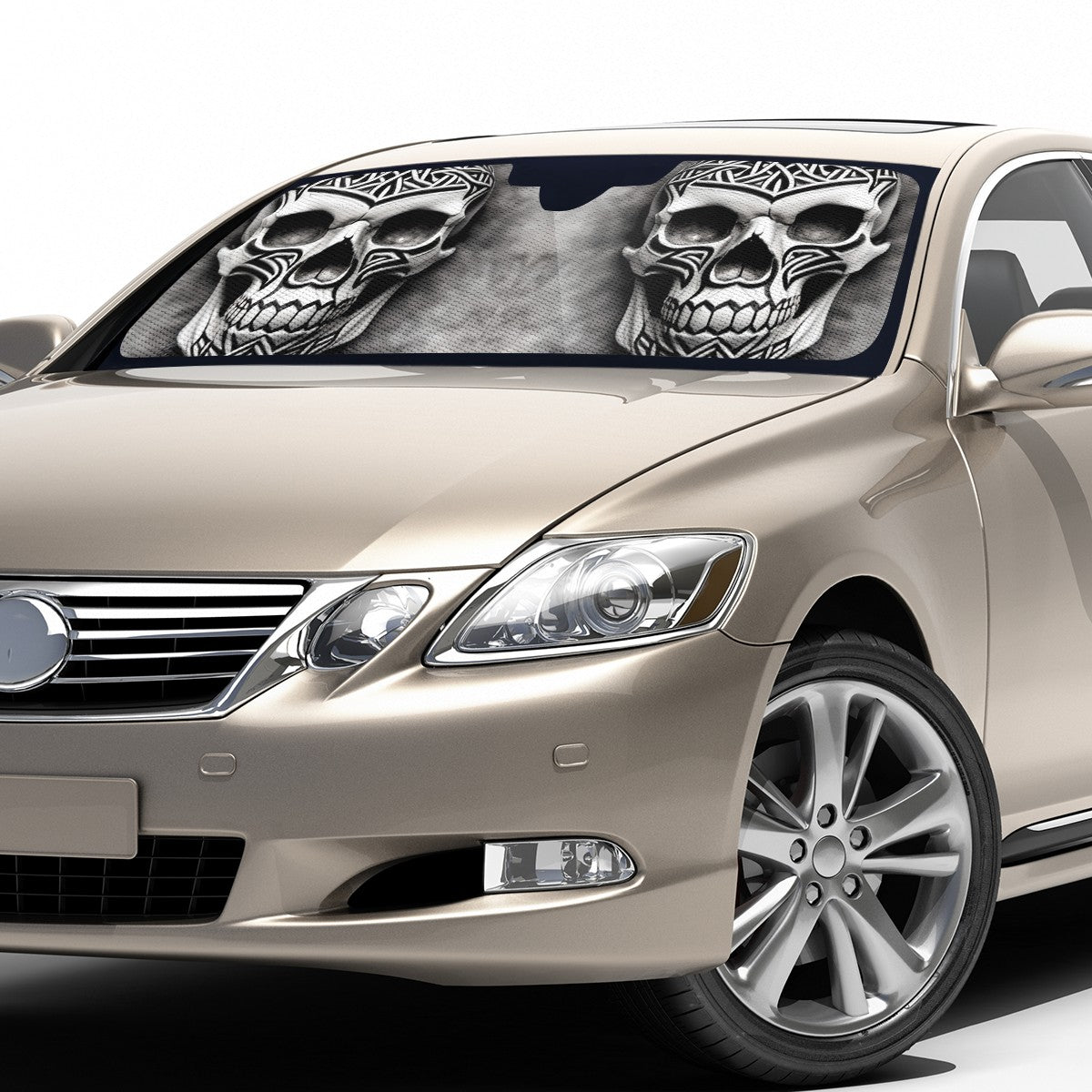 Viking Carved Skull Auto Sun Shade - Car Shade for Vehicle Windscreen Shield Sun Covers