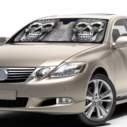 Viking Carved Skull Auto Sun Shade - Car Shade for Vehicle Windscreen Shield Sun Covers