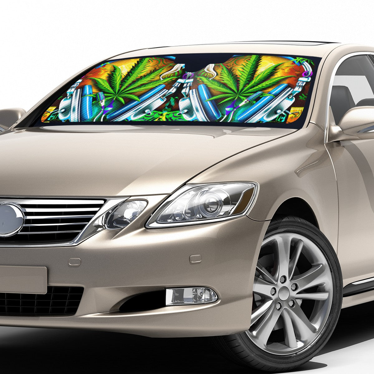 Smoking Green Leaf Auto Sun Shade - Car Shade for Vehicle Windscreen Shield Sun Covers