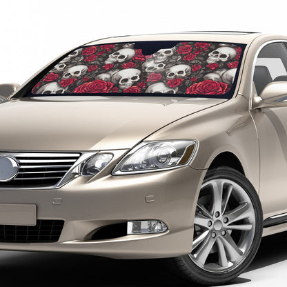 Skull And Red Roses Auto Sun Shade - Car Shade for Vehicle Windscreen Shield Sun Covers
